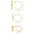 E0300 Multi-size Wind Earrings Simple Geometric C Word Earrings Curved Metal Texture Earrings for Women