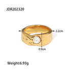 Same Style18K Gold-plated Stainless Steel Lava Pearl Ring Fashion Trend Ring