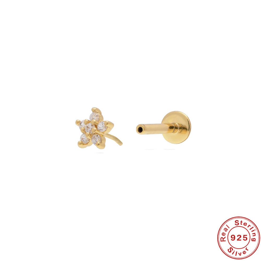 New S925Sterling Silver Stud Earrings18G Flat Head Push Piercing Cartilage Earrings Hot Selling Piercing Ear Lobe