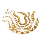 Stainless Steel gold Pearl Bracelet Metal Chain Jewelry