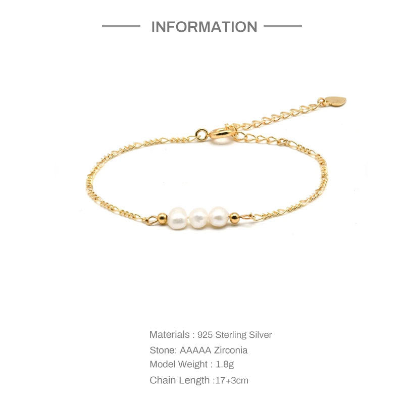 S925 Sterling Silver Imitation Pearl Bracelet With Eco Plating