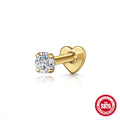 Octagonal Star and Heart Cubic Zirconia 925 Sterling Silver Cartilage Stud — product style photo 12 — jewelry finish and design detail