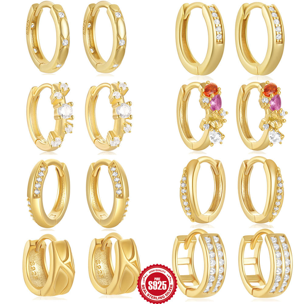 S925Sterling Silver Double Row Diamond Minimalist Fashion Hoop Earrings Hot Selling Classic High-end Earrings Jewelry