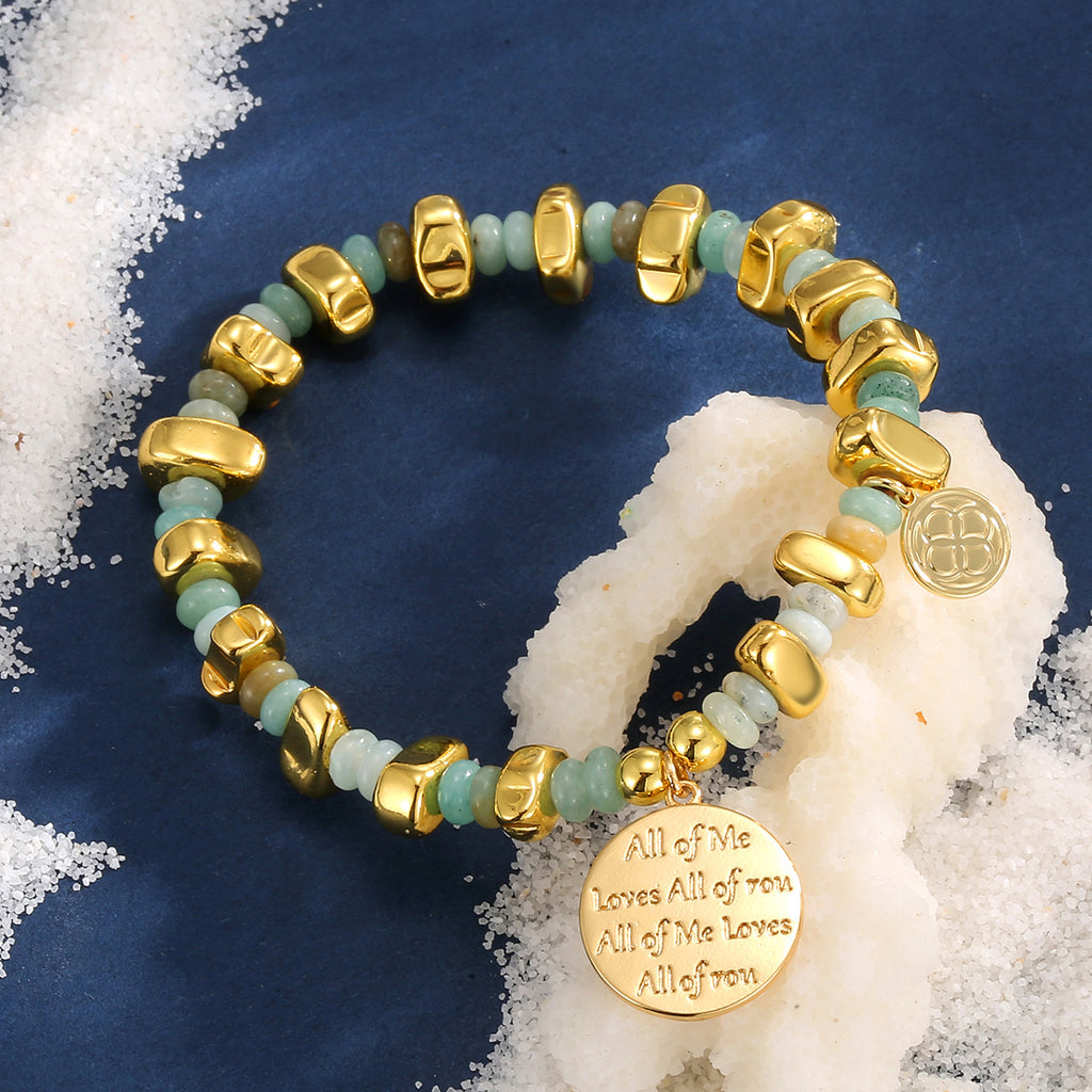 B0308 Simple Engraved Bracelet Expressing Love Fashionable Chalcedony Stone Beaded