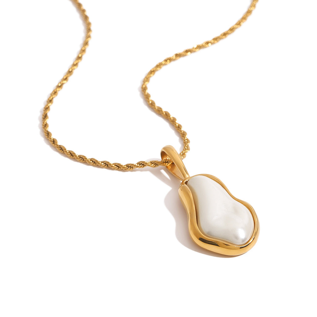 2H Stainless Steel Pearl Necklace Women's Collarbone Chain Jewelry necklace