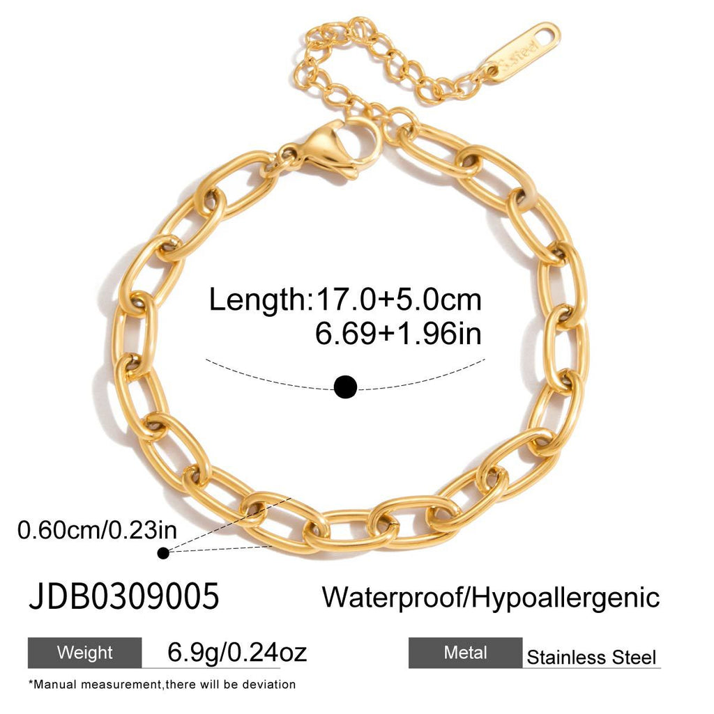Classic Basic Chain Bracelet18k Non-Fading Stainless Steel Jewelry