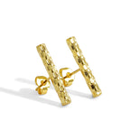 Brass Plated18K Real Gold Vertical Striped Minimalist Fashion Line Stud Earrings