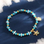 B0299 Fashion Vacation Starfish Shell Bracelet Shell Blue Shell Stone Beads