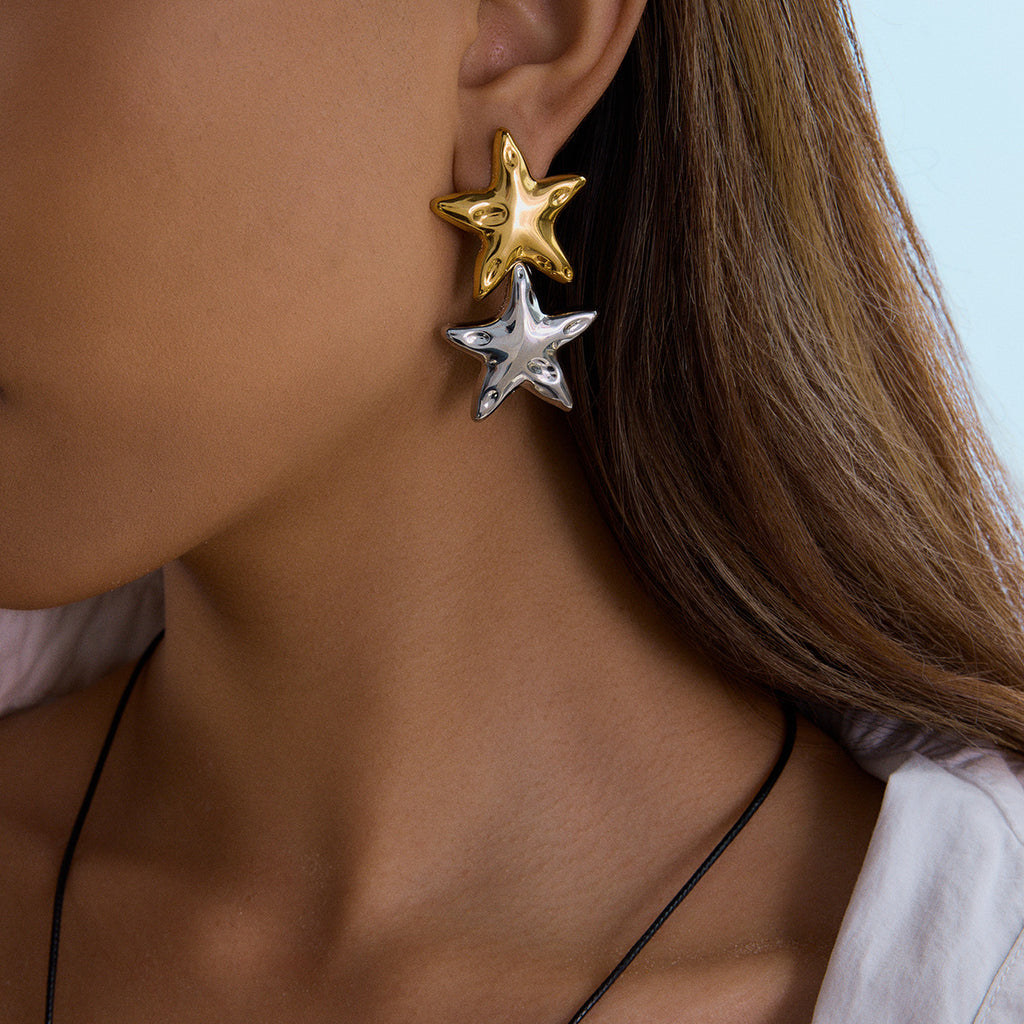 Jewelry Stainless Steel Necklace Simple Earrings Pentagram Ring rings