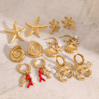 Gold-plated Earrings Beach Vacation Earrings Stainless Steel Jewelry