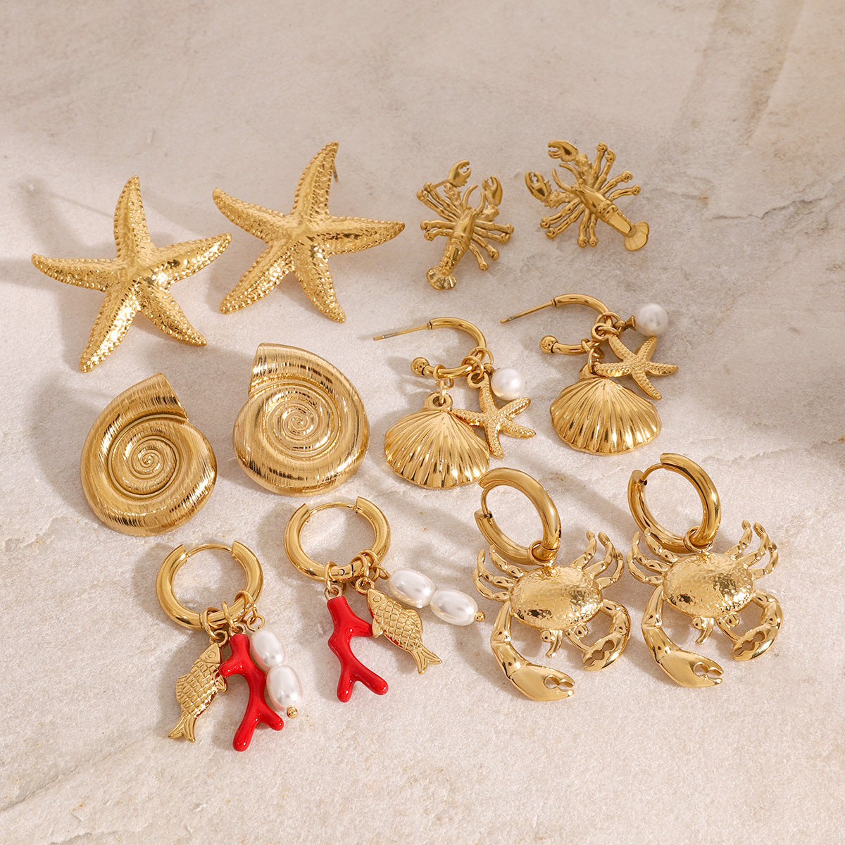 Gold-plated Earrings Beach Vacation Earrings Stainless Steel Jewelry