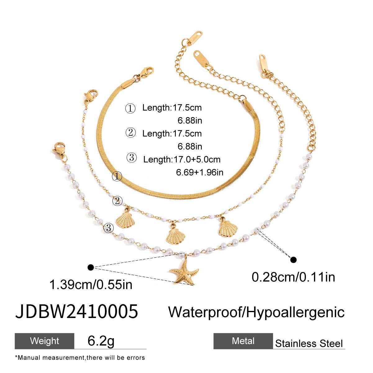 Ocean Jewelry Vacation Necklace for Women Simple Bracelet Non-Fading Jewelry