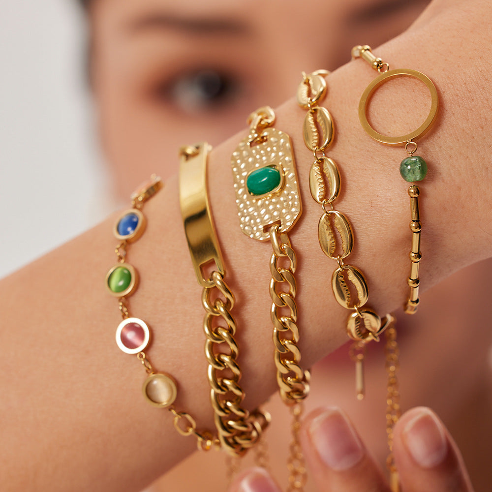 Cuban Chain Bracelet Blogger Same Style Stainless Steel Gold Plated Women Men Hip Hop Bracelet