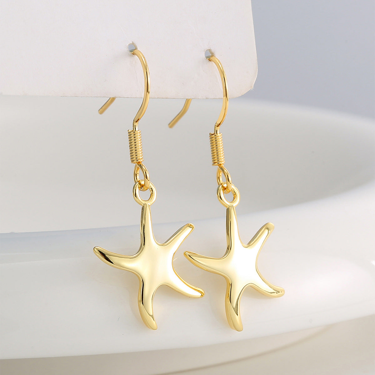 E0757 Summer Vacation Style Starfish Ear Hooks Women's Fashion Five-Pointed Star Earrings
