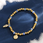 B0269 Fishbone Triangle Inlaid Zircon Chalcedony Beaded Elegant Trendy Bohemian Bracelet