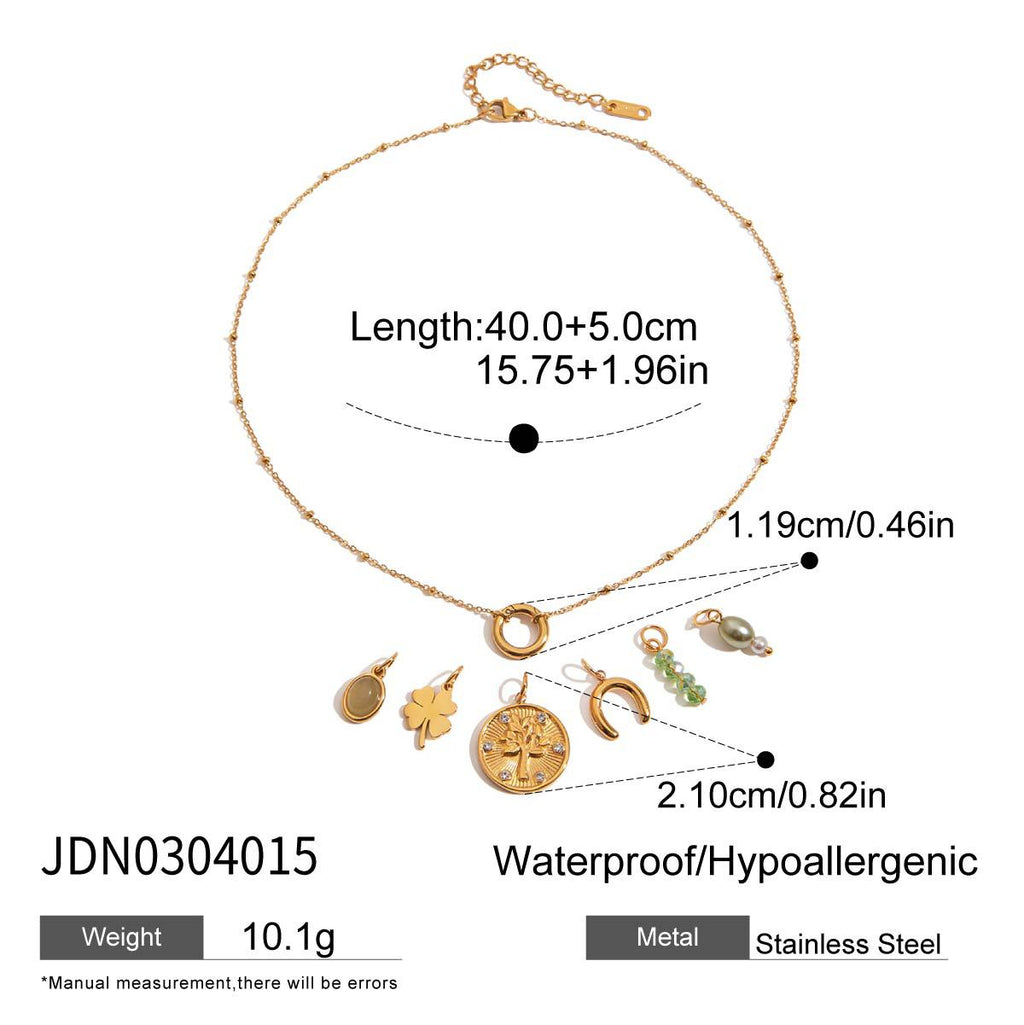 Stainless Steel Water Drop Glass Pendant Necklace Collarbone Chain Non-Fading Jewelry