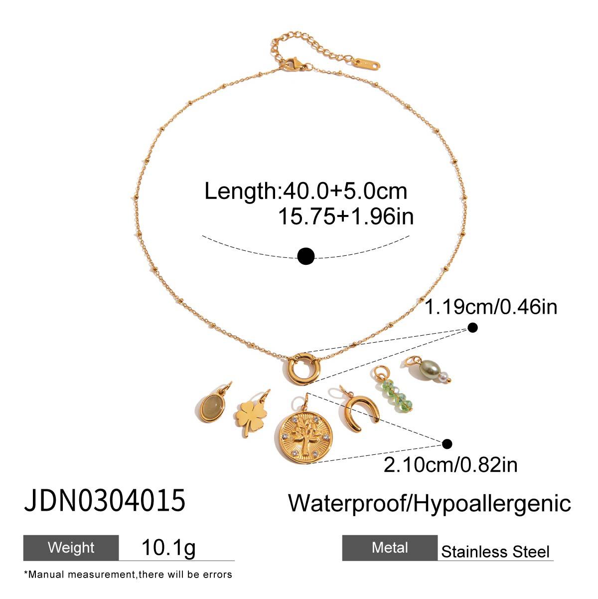 Stainless Steel Water Drop Glass Pendant Necklace Collarbone Chain Non-Fading Jewelry