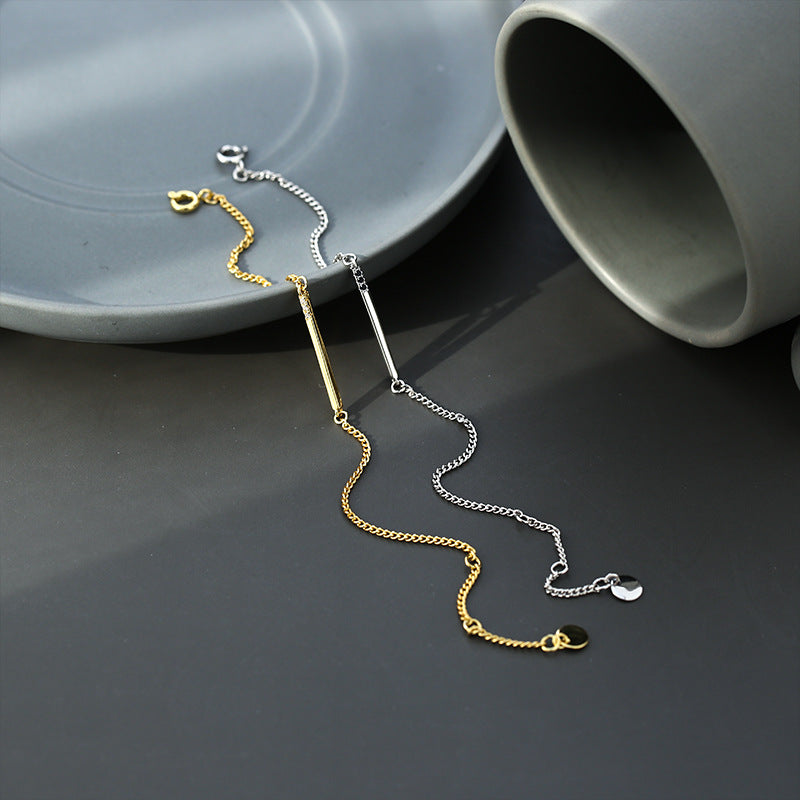 Geometric Horizontal Zircon Bracelet for Women Gold-plated with diamonds, simple design Fashion Jewelry Couple Gifts