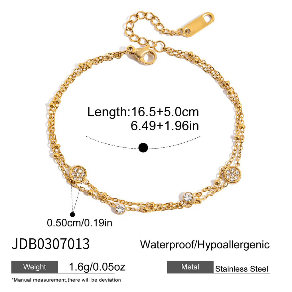 Rhinestone Double Layer Bracelet Jewelry Non-Fading Stainless Steel Jewelry for Women