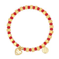 Gold-Plated Brass Heart Beaded CZ Bracelet with gold-tone brass construction