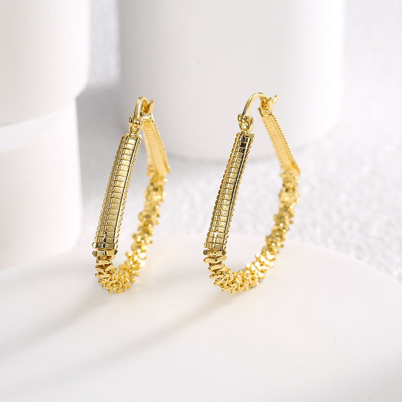 E0573 Simple Design Fan-shaped Earrings for Women, Directly from Manufacturer, Gold-plated18K Ear Earrings