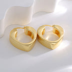 E0530 Korean Style Simple Fashion Heart Earrings for Women Brass Gold-Plated Smooth Minimalist Ear Clips