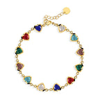 B0160 Elegant Fashion Multi-color Heart-shaped Zircon Bracelet for Women Creative Heart-shaped Jewelry