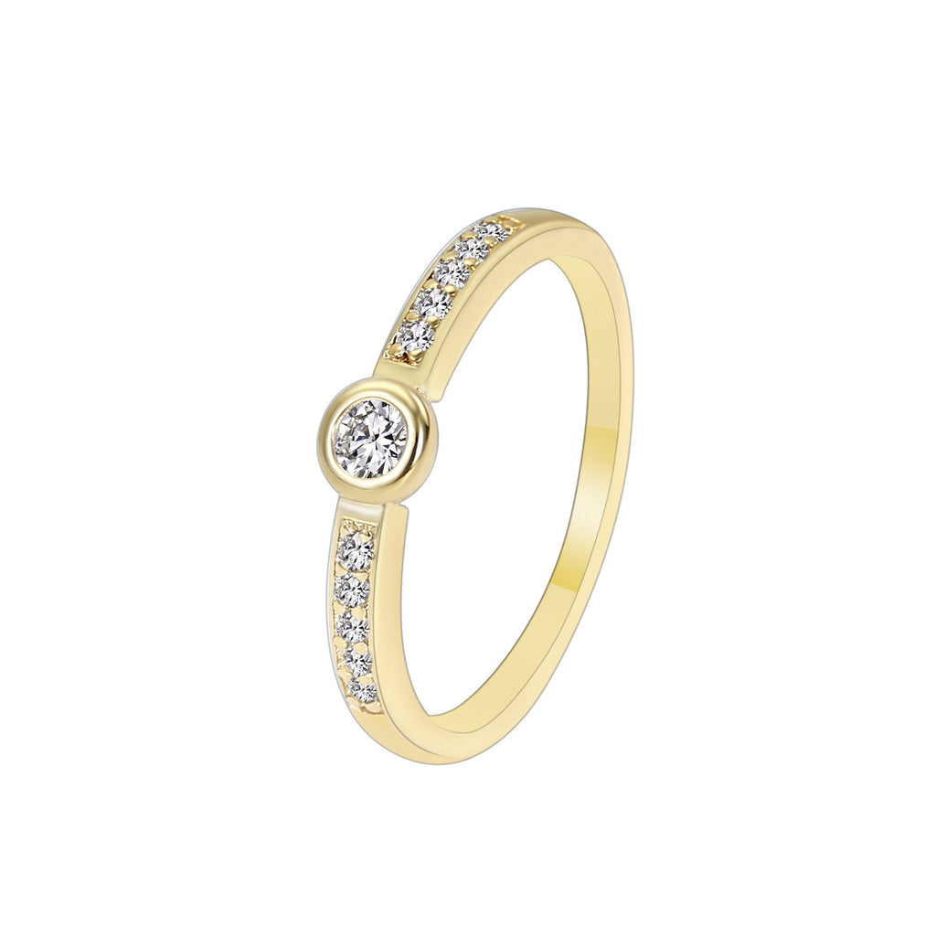 R0118 Spot Goods Fashion Micro Pave Zircon Ring Small Brass Gold Plated Ring