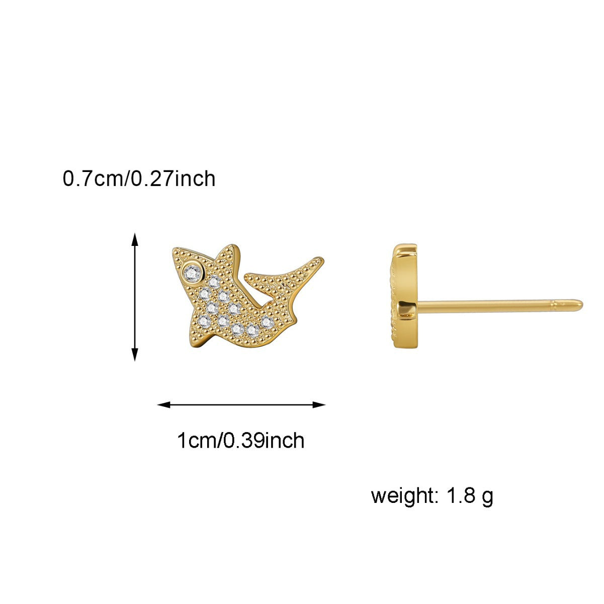 E0558 Novel Ocean Element Design Carp Shape Earrings for Women Simple Micro Pave Zircon Earrings
