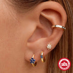 S925Pure Silver Classic Single Diamond Stud Earrings Hoop Earrings Hot-Selling Smooth Minimalist Earrings Jewelry