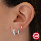 New925Sterling Silver Inlaid Diamond Opal Set Earrings Hoop Earrings for Women Korean Style Australian Opal Earrings