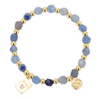 B0267 Fashion Book Zircon Engraved Beaded Aquamarine Bracelet