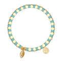 14K Gold-Plated Brass Shell Beaded Turquoise Bracelet styled for independent jewelry boutiques
