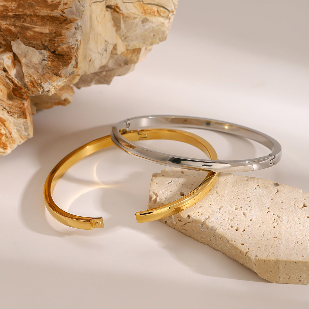 Stainless Steel Smooth Buckle Bracelet High Version Plain Bangle bracelet