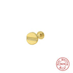 S925Sterling Silver Creative Geometric Flower Flat Head Threaded Piercing Earrings Hot Selling Ear Bone Studs