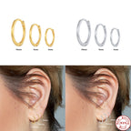 S925Pure Silver Minimalist Smooth Hoop Earrings and Ear Clips Set Hot Selling Trendy Cool Earrings
