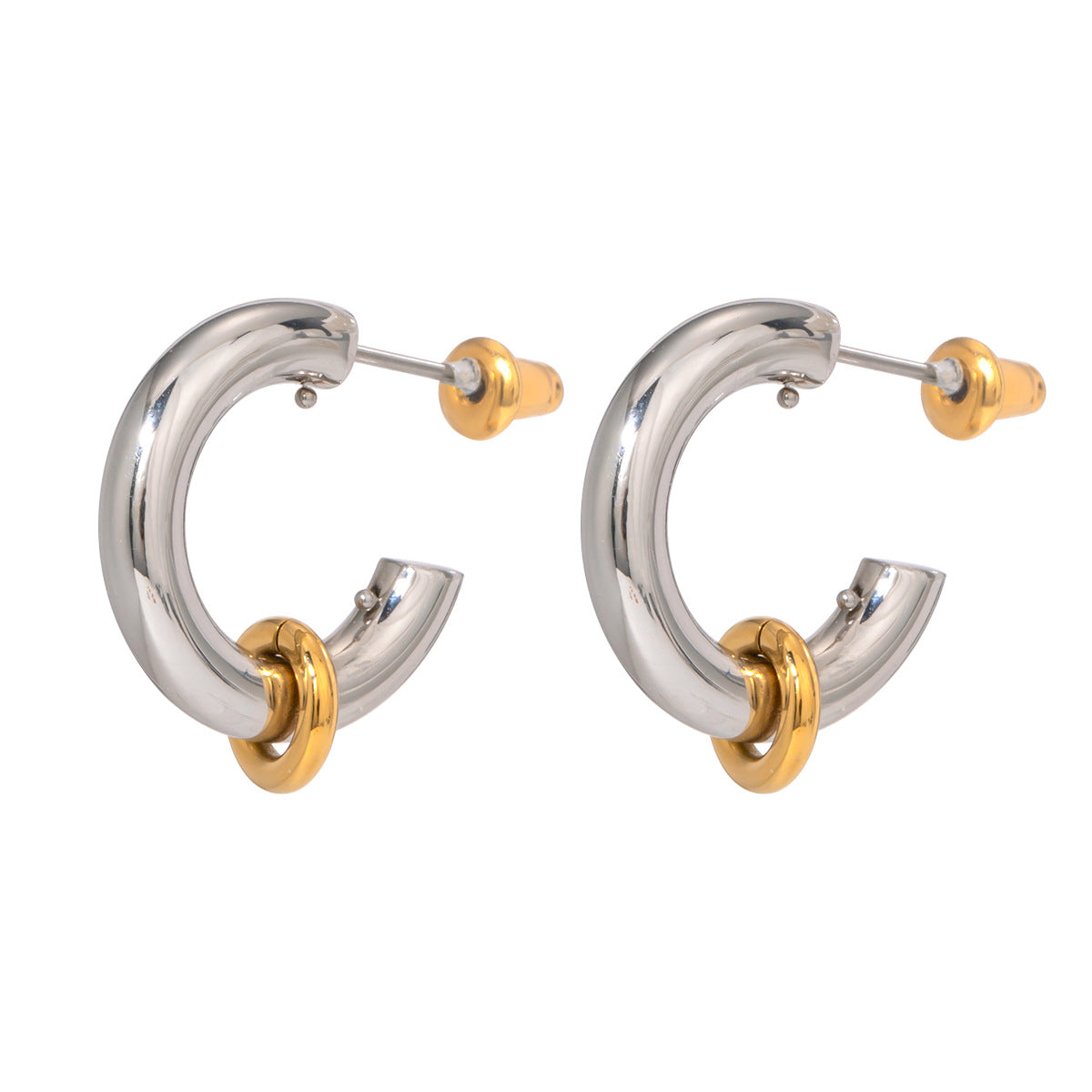 Stainless Steel Earrings Jewelry18k Gold Plated Non-Fading Double c Women's Ear Studs