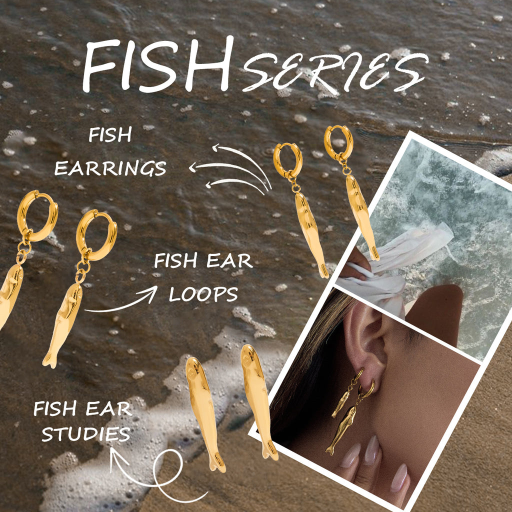 2H Stainless Steel Fish Earrings Ear Jewelry Design Sense Stud Earrings Accessories