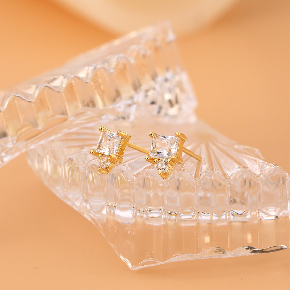 E0031Geometric Zircon Earrings for Women gold Diamond Stacked Earrings Accessories Source