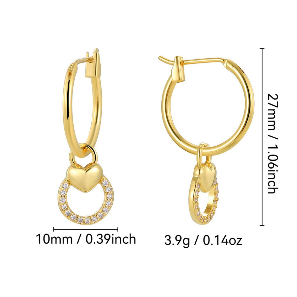 E0826 Hot Selling Design Earrings for Women Heart Round Hollow Zirconia Earrings Jewelry