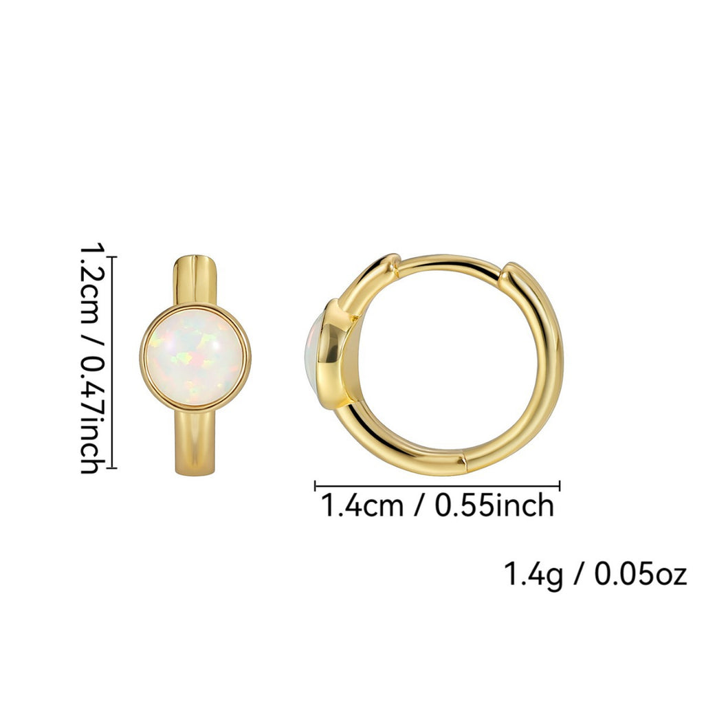 E0224 Foreign Trade Hot-Selling Opal Earrings Copper Plated Real Gold Imitation Opal Earrings Ear Clips for Women