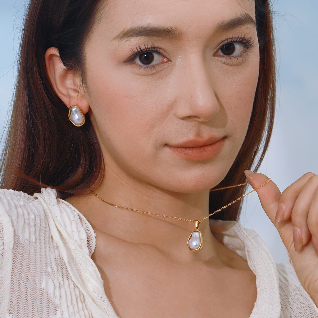 2H Necklace Non-Fading Ring Stainless Steel Earrings Jewelry Earrings