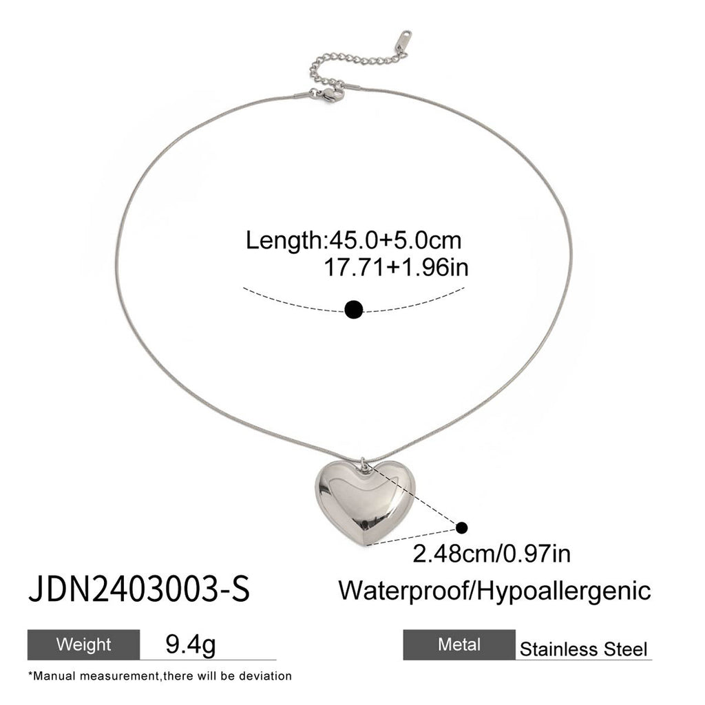 2H Heart Necklace Accessories for Women, Collarbone Chain, Stainless Steel Jewelry for Women, Non-Fading