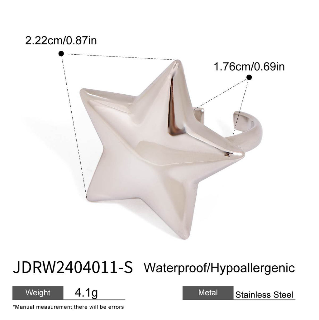 Five-pointed Star Jewelry Ring Non-fading Jewelry Necklace Stainless Steel Earrings