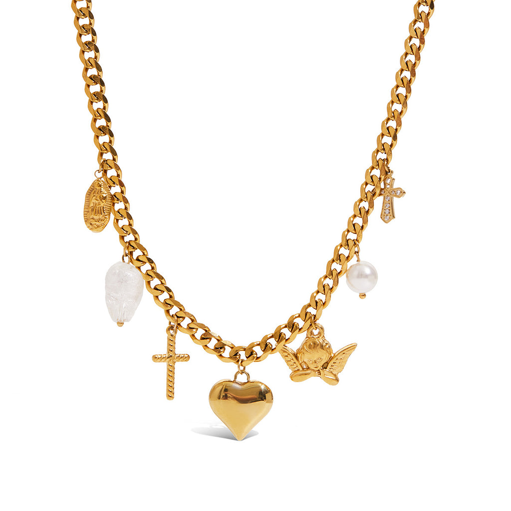 Stainless Steel Heart Necklace Collarbone Chain Jewelry Non-Fading