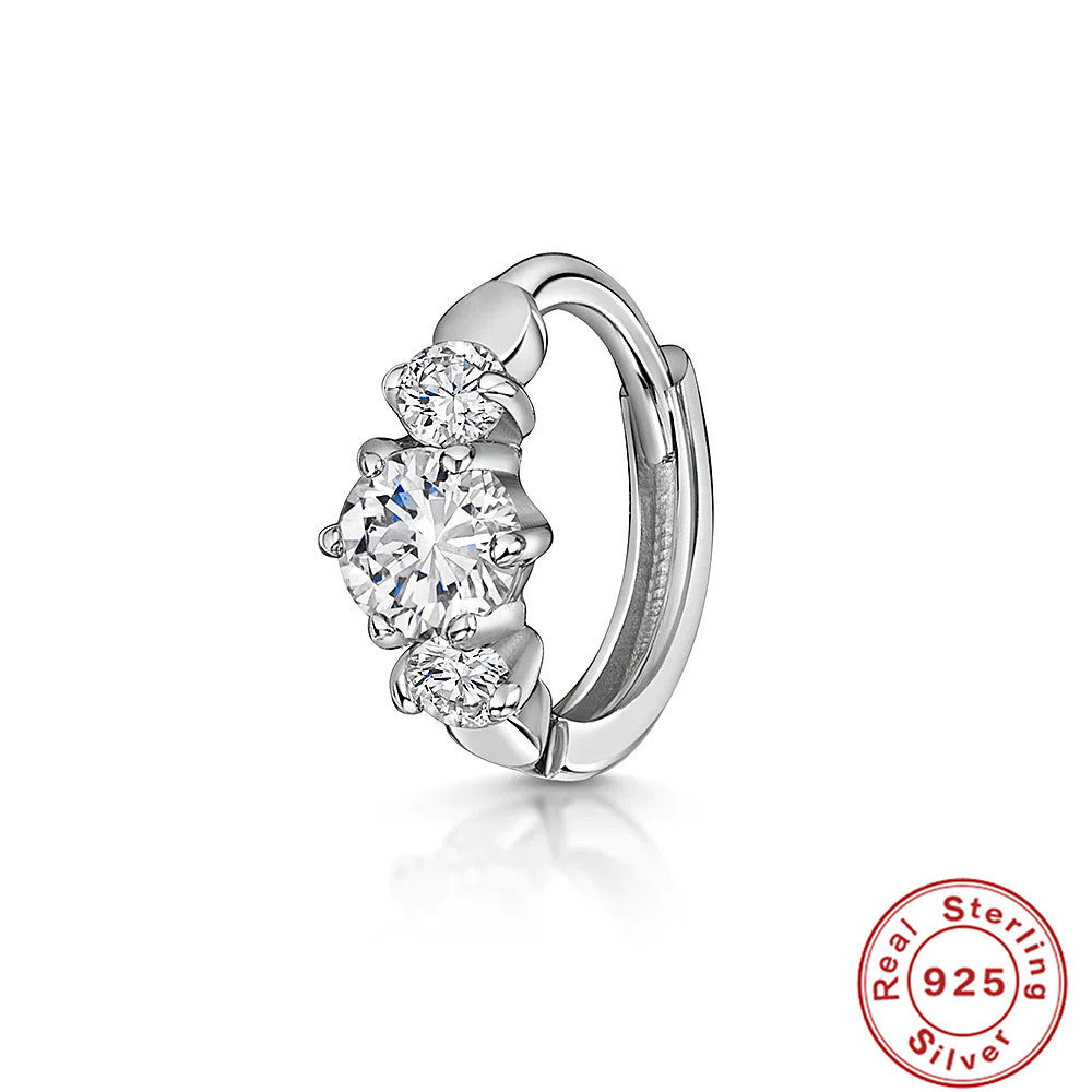 S925Sterling Silver Cartilage Piercing Diamond-Studded Hoop Earrings Ear Cuffs Ear Studs shien Hot-selling Punk Style Ear Cuff