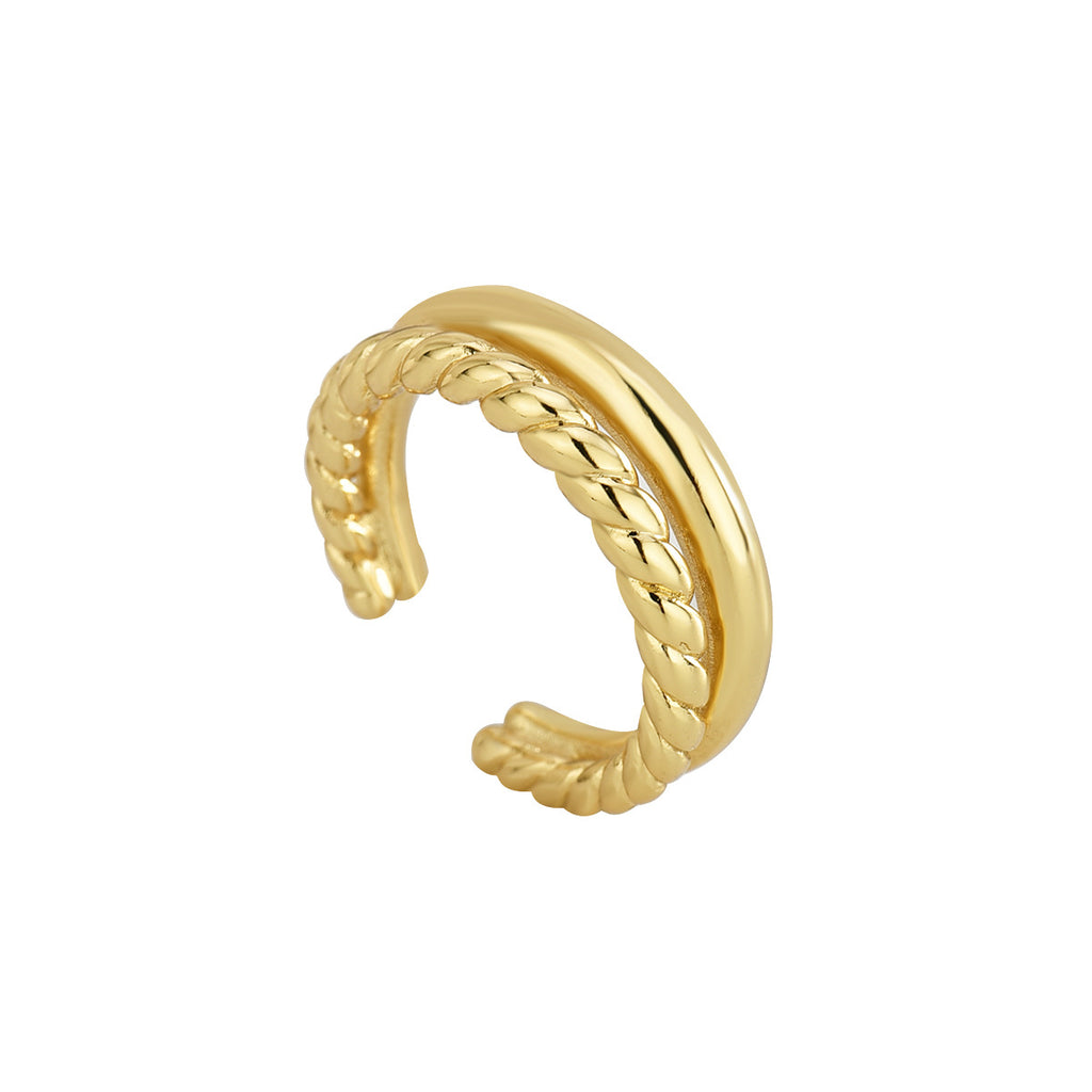 R0193 Twist Ring Open Copper Plated18K Gold Double Layer Ring Fashion Metal Hemp Rope Ring