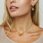 2H Minimalist Style Gold Ball Pendant Necklace Box Chain Pull-out18K Gold Stainless Steel Necklace Women's Personalized Jewelry