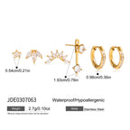 Zircon Earrings Multiple Pairs One Card Earrings Ear Jewelry Stainless Steel Accessories Jewelry