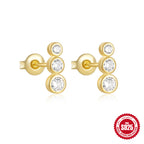 S925Sterling Silver Star Moon Pearl Moonstone Inlaid Diamond Earrings Stud Earrings Hot-Selling Women's Jewelry